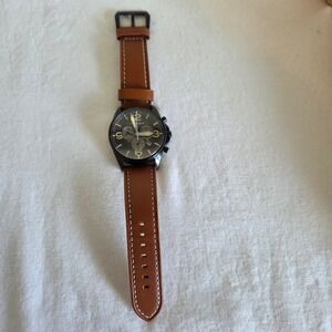 Torgoen T16 Muonionalusta Meteorite Chronograph Swiss Watch Black Tan Leather